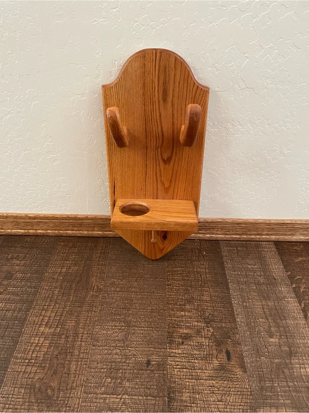 Vintage Wooden Wall Mounted Bathroom Caddy in Natural Oak Finish